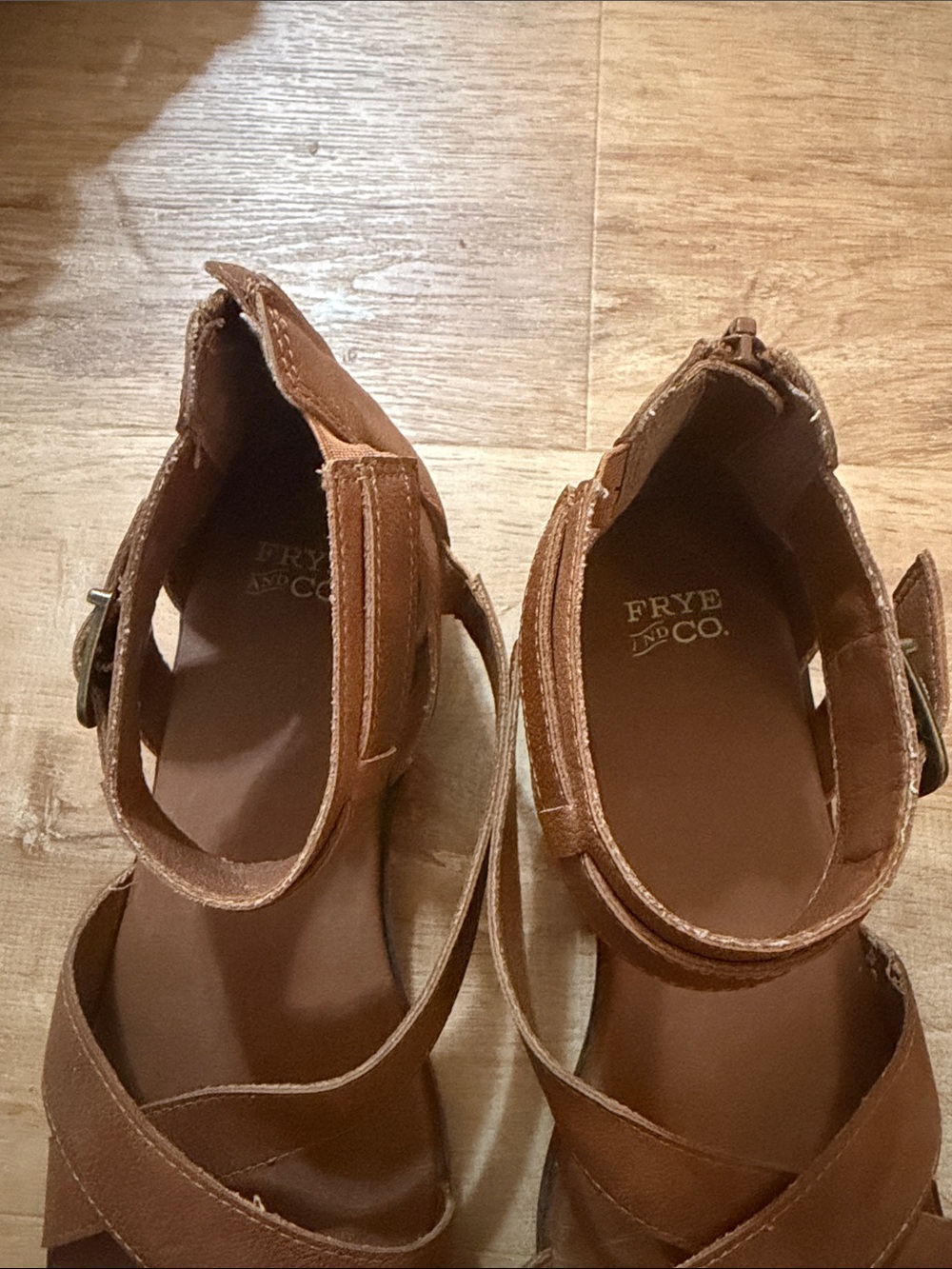 FRYE AND CO. Brown Leather Strappy Ankle Buckle Sandals - Picture 5 of 7